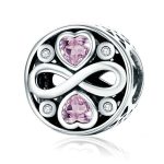 925 Sterling Silber Unendlichkeit Liebe Rosa Herz Kristall Perlen Charme Armbänder Schmuck