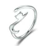 Naughty Cat Sterling Silber Ring Modischer offener Ring
