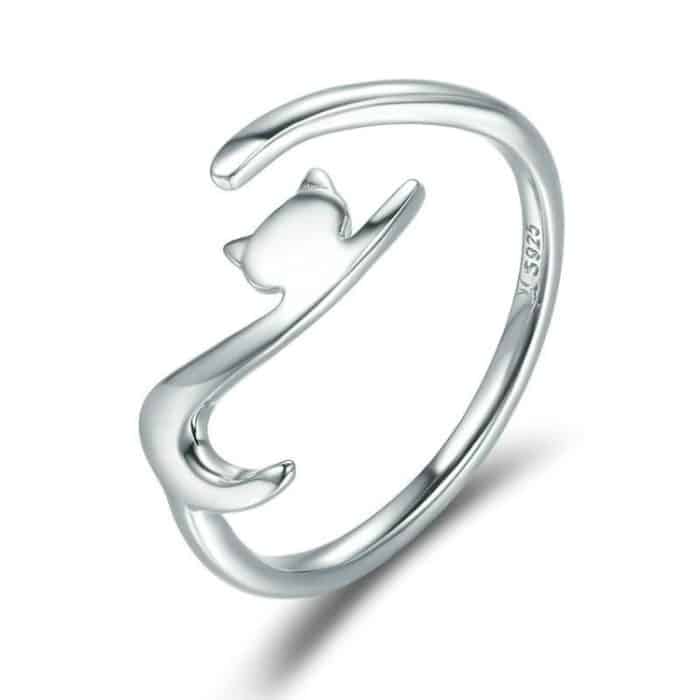Naughty Cat Sterling Silber Ring Modischer offener Ring – Bild 1