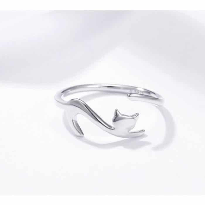 Naughty Cat Sterling Silber Ring Modischer offener Ring – Bild 3