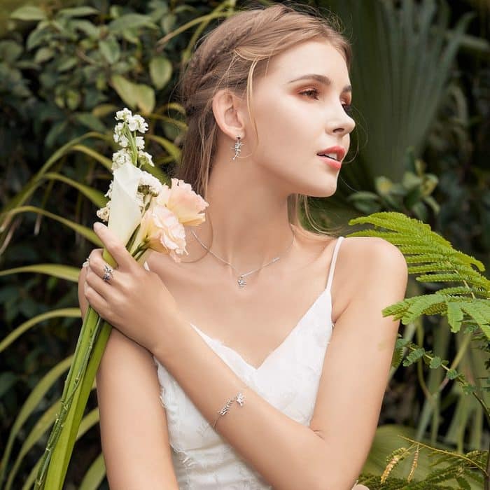 925 Sterling Silber Flower Fairy Dangle Anhänger Frauen DIY Armbänder Halsketten Zubehör – Bild 8