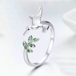 Kolibri-Gruß-Eröffnungs-weiblicher Sterling-Silber-Ring – Bild 3