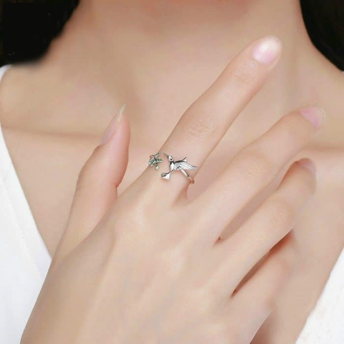 Kolibri-Gruß-Eröffnungs-weiblicher Sterling-Silber-Ring – Bild 7