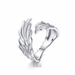 Sterling Silber S925 Open Ring Feather Wings Verstellbarer Ring