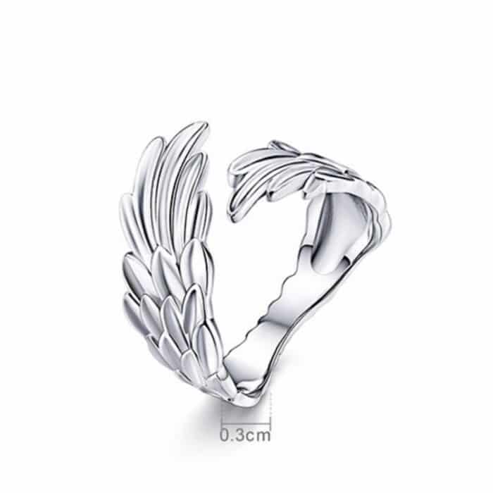 Sterling Silber S925 Open Ring Feather Wings Verstellbarer Ring – Bild 1