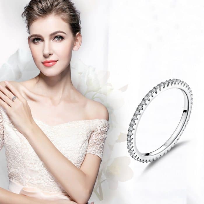 S925 Sterling Silber Damenmode Ring Diamant Schlichter Ring – Bild 5