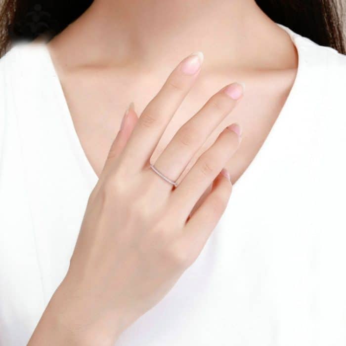 S925 Sterling Silber Damenmode Ring Diamant Schlichter Ring – Bild 7