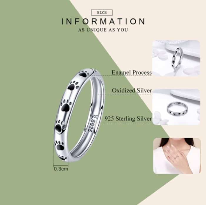 Haustier-Fußabdruck-Ring, S925-Sterlingsilber, Öltropfen-Ring – Bild 6