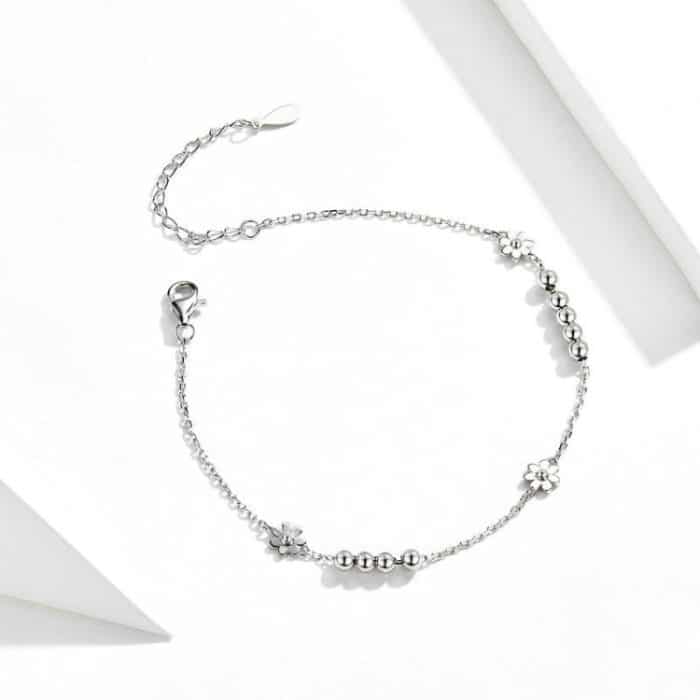 S925 Sterling Silber Gänseblümchen Armband Pflanzenform Armband – Bild 2