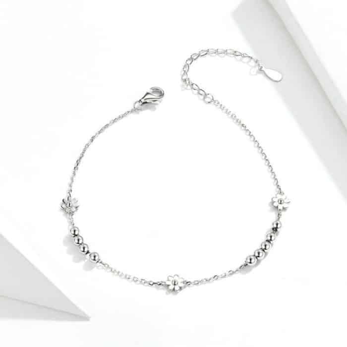 S925 Sterling Silber Gänseblümchen Armband Pflanzenform Armband – Bild 3