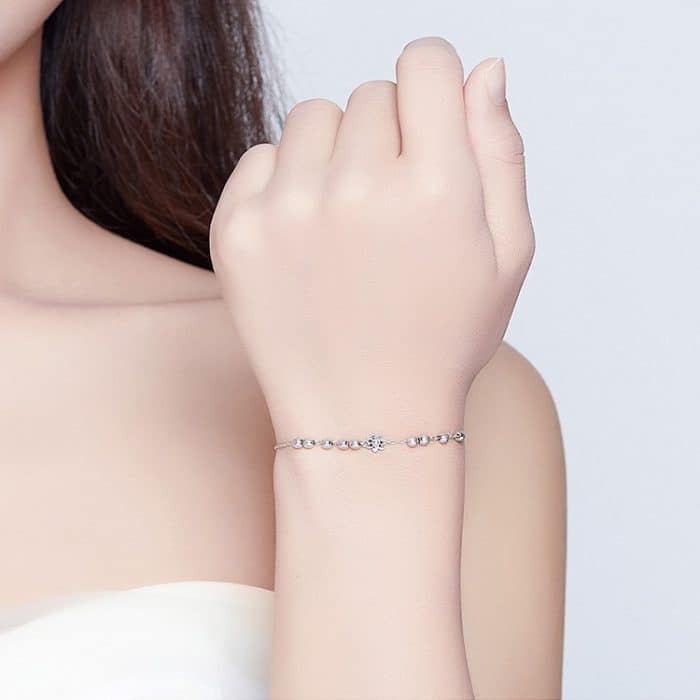 S925 Sterling Silber Gänseblümchen Armband Pflanzenform Armband – Bild 5