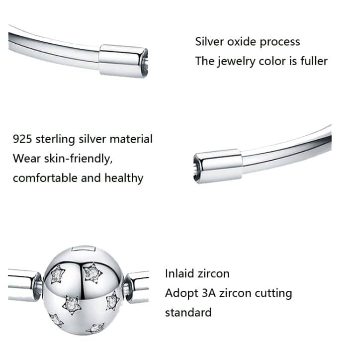 S925 Sterling Silber Stern Armband DIY Perlenarmband – Bild 4