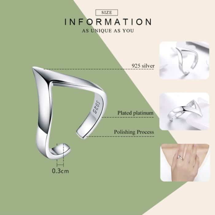 S925 Sterling Silber Ring Horn Point Öffnung Damenring – Bild 5