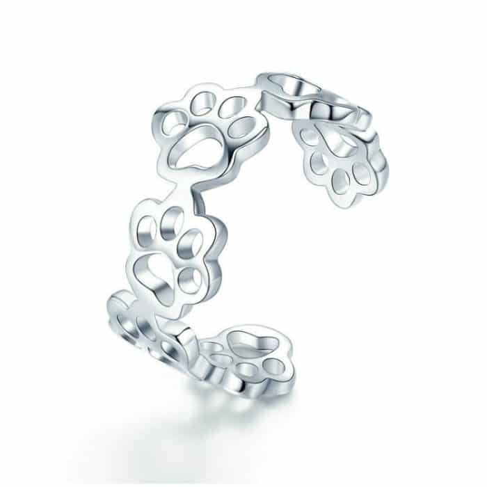 Sterling Silber S925 Temperament weiblicher Ring Niedlicher Klauenmark platinierter Ring – Bild 1