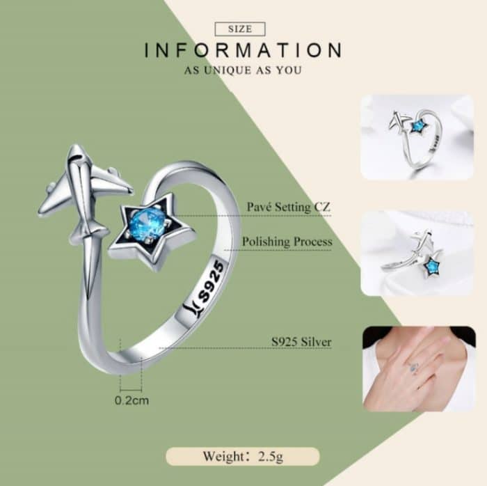 S925 Sterling Silber Ring Interstellare Reise Offener weiblicher Ring – Bild 5