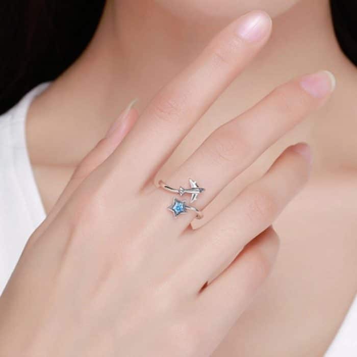 S925 Sterling Silber Ring Interstellare Reise Offener weiblicher Ring – Bild 7