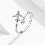 925 Sterling Silber Ring Flugzeug Zirkon Open White Gold Plated Ring