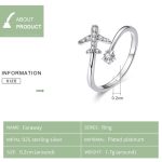 925 Sterling Silber Ring Flugzeug Zirkon Open White Gold Plated Ring – Bild 5