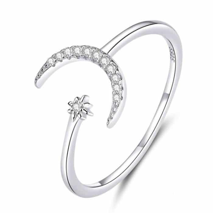 S925 Weiblicher Zirkonring aus Sterlingsilber Moon Open Ring Temperament Ring – Bild 1