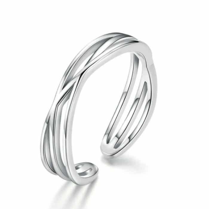 S925 Sterling Silber platinierter Ring Simple Fashion Open Ring – Bild 1