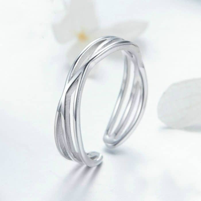 S925 Sterling Silber platinierter Ring Simple Fashion Open Ring – Bild 4