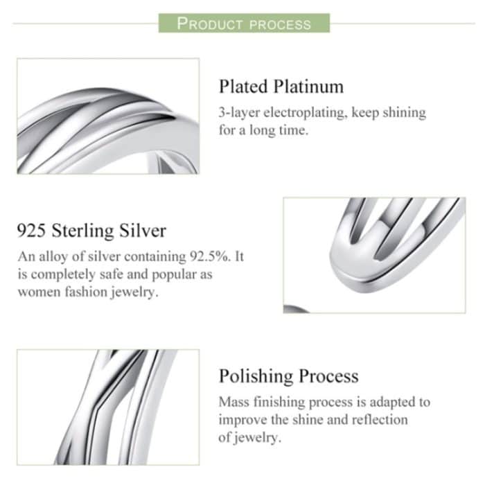 S925 Sterling Silber platinierter Ring Simple Fashion Open Ring – Bild 6