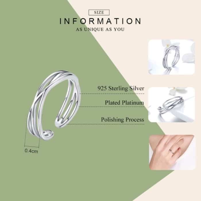 S925 Sterling Silber platinierter Ring Simple Fashion Open Ring – Bild 7