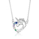 S925 Sterling Silber Halskette Nette Tier Einhorn Halskette