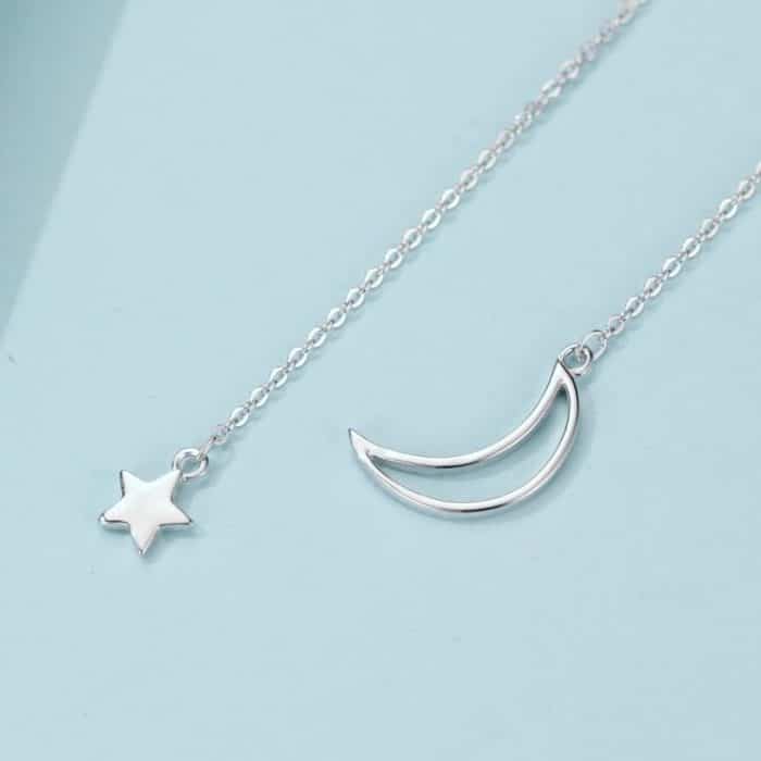Sterne Mond S925 Sterling Silber Halskette – Bild 2