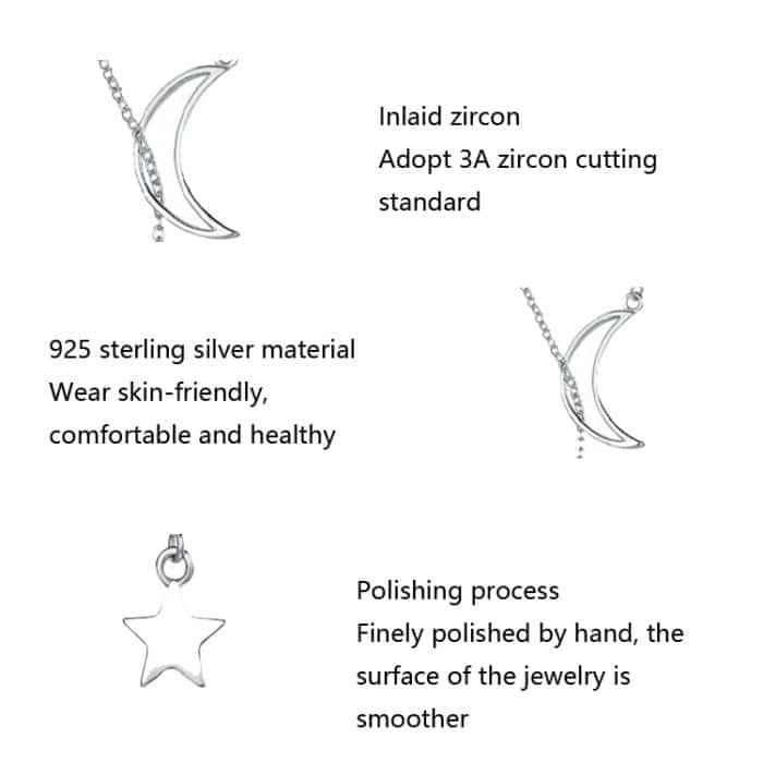 Sterne Mond S925 Sterling Silber Halskette – Bild 4
