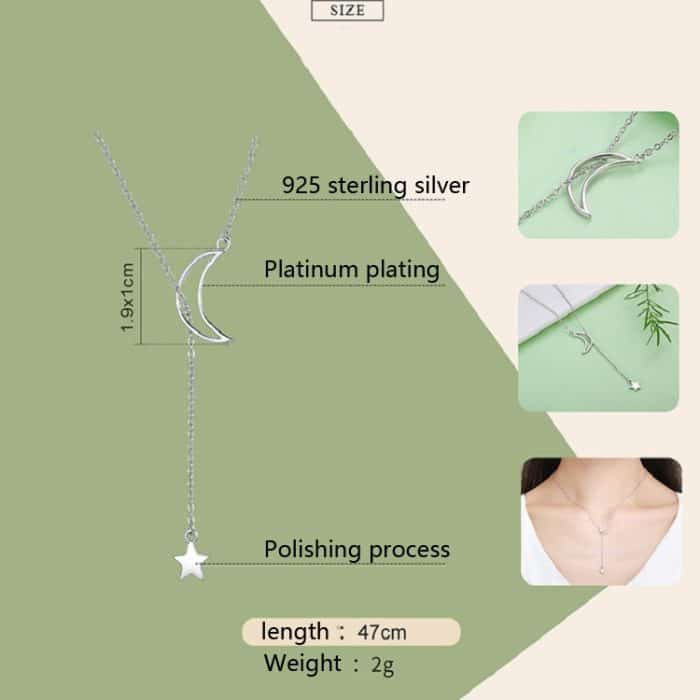 Sterne Mond S925 Sterling Silber Halskette – Bild 5