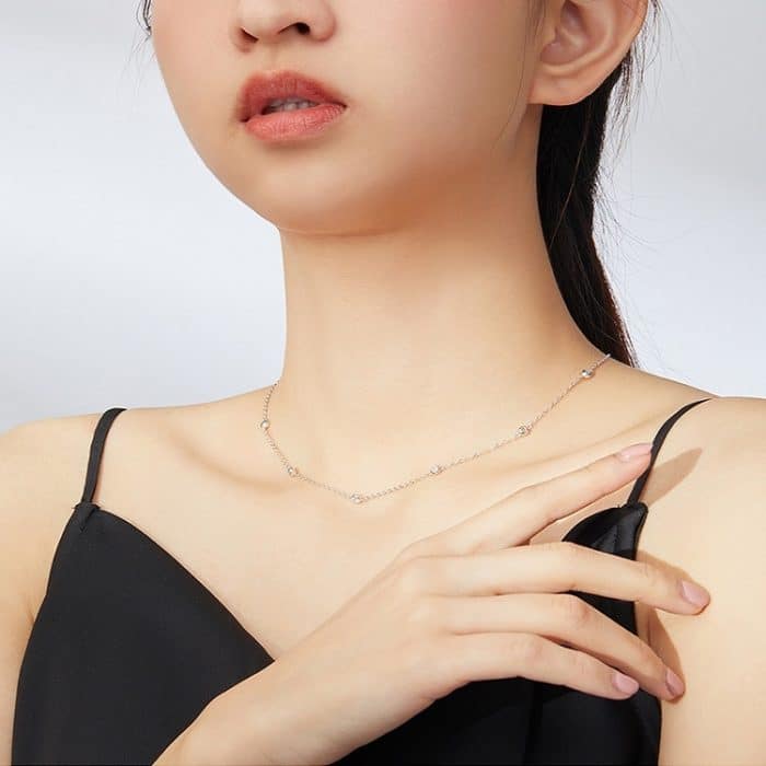 Zirkon Halskette Platinierte Mädchen Halskette – Bild 6