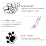 S925 Sterling Silber Cute Pet Paw Print Offener Ring Schwarzer Tropfring – Bild 4