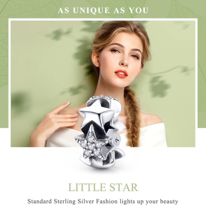 S925 Sterling Silber Small Star Bead Intarsien Zirkon Halskette Armband Anhänger – Bild 3