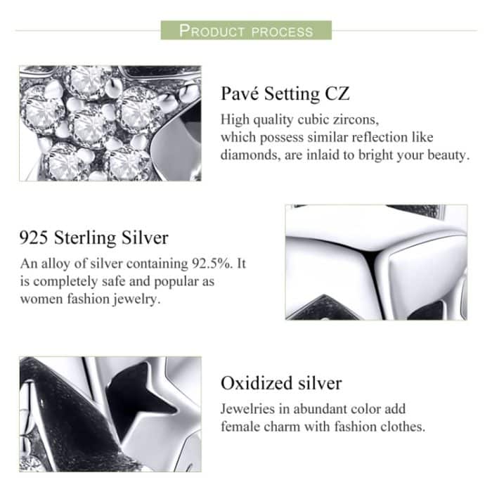 S925 Sterling Silber Small Star Bead Intarsien Zirkon Halskette Armband Anhänger – Bild 4