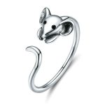 S925 Sterling Silber Open Ring Neujahr Zodiac Rat Ring