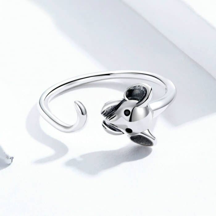 S925 Sterling Silber Open Ring Neujahr Zodiac Rat Ring – Bild 3