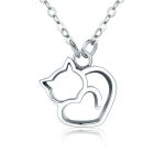 Nette Katze S925 Sterling Silber Lady Halskette mit Zirkon eingelegten Plain Silber Halskette