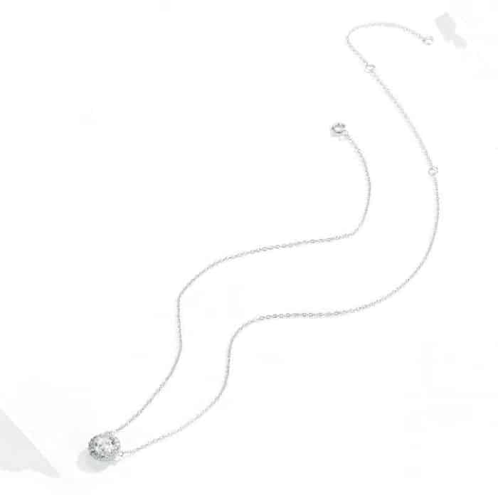 Platinierte Zirkon Halskette S925 Sterling Silber Einfache weibliche Halskette – Bild 3