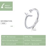 S925 Sterling Silber Fischschwanzring Platinierte Öffnung Einfacher Temperamentring – Bild 5