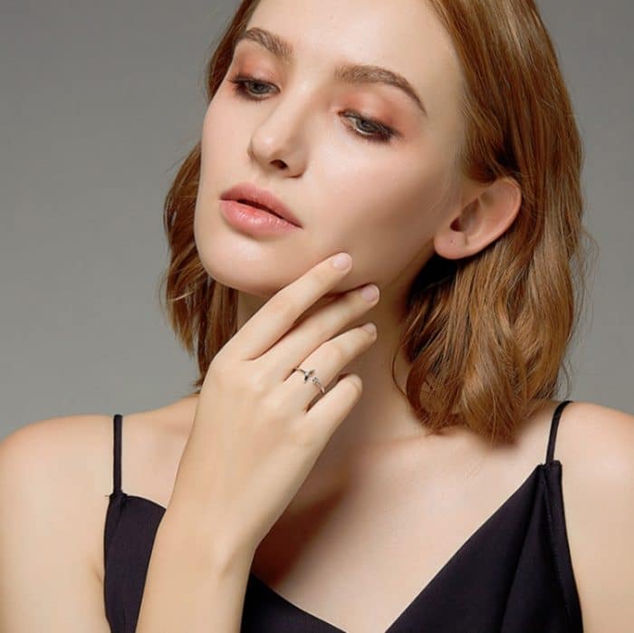 S925 Sterling Silber Fischschwanzring Platinierte Öffnung Einfacher Temperamentring – Bild 6