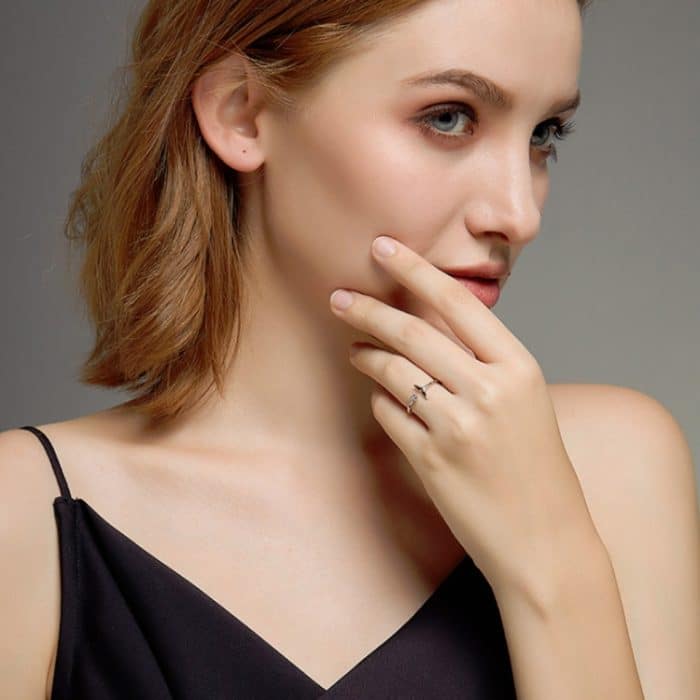 S925 Sterling Silber Fischschwanzring Platinierte Öffnung Einfacher Temperamentring – Bild 8