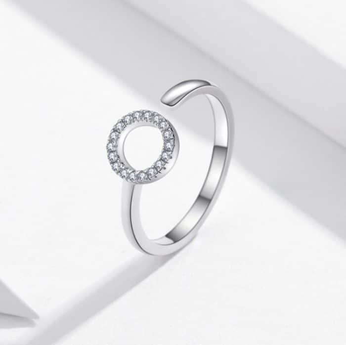 S925 Sterling Silber Ring Platinierter Zirkon Einfacher Schmuckring – Bild 1