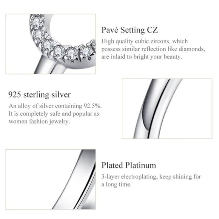 S925 Sterling Silber Ring Platinierter Zirkon Einfacher Schmuckring – Bild 4