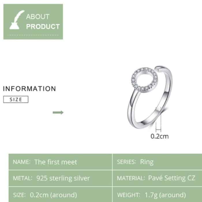 S925 Sterling Silber Ring Platinierter Zirkon Einfacher Schmuckring – Bild 5