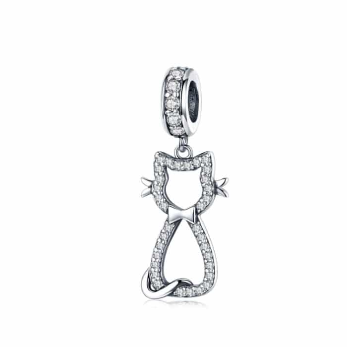 TBD04267928.jpg S925 Sterling Silber Anhänger Diy Armband Zubehör Zirkon Katze Anhänger Schmuck – Bild 1