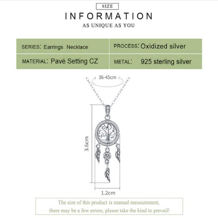 Baum des Lebens S925 Sterling Silber Quaste Halskette – Bild 5