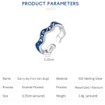 S925 Sterling Silber Ring Blauer Sternenhimmel Überzug Gold Offener Ring – Bild 5