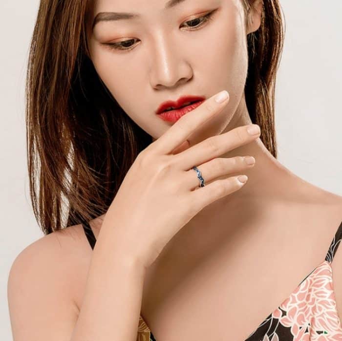 S925 Sterling Silber Ring Blauer Sternenhimmel Überzug Gold Offener Ring – Bild 8