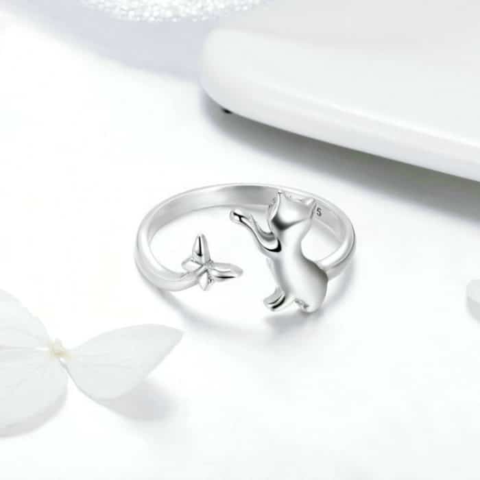 S925 Sterling Silber Ring Cats Companion Fashion Ring – Bild 4